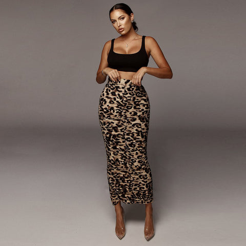 Leopard Print Snake Print Plus Size High Waist Skirt Split Long Skirt Hip Skirt