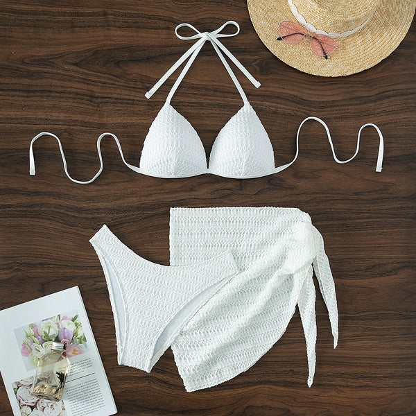 Sexy White Halter Bikini with cover