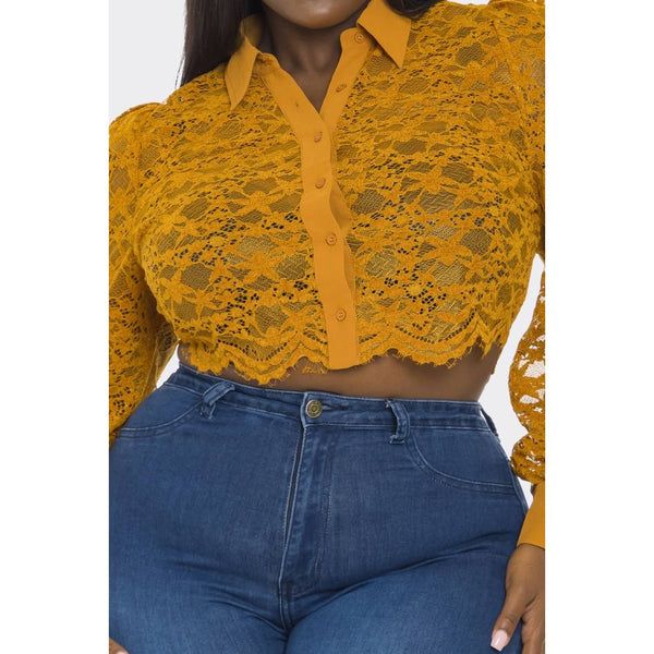 Plus Size- LACE CROP BLOUSE