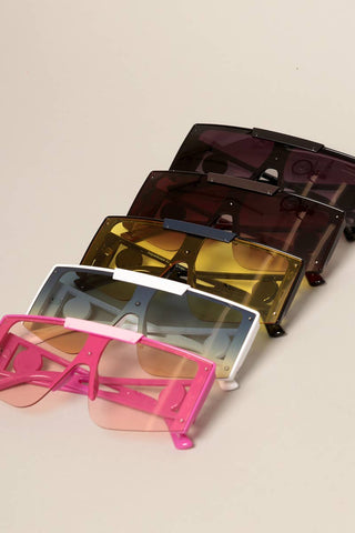 Women's Flat Top Shield Square Sunglasses