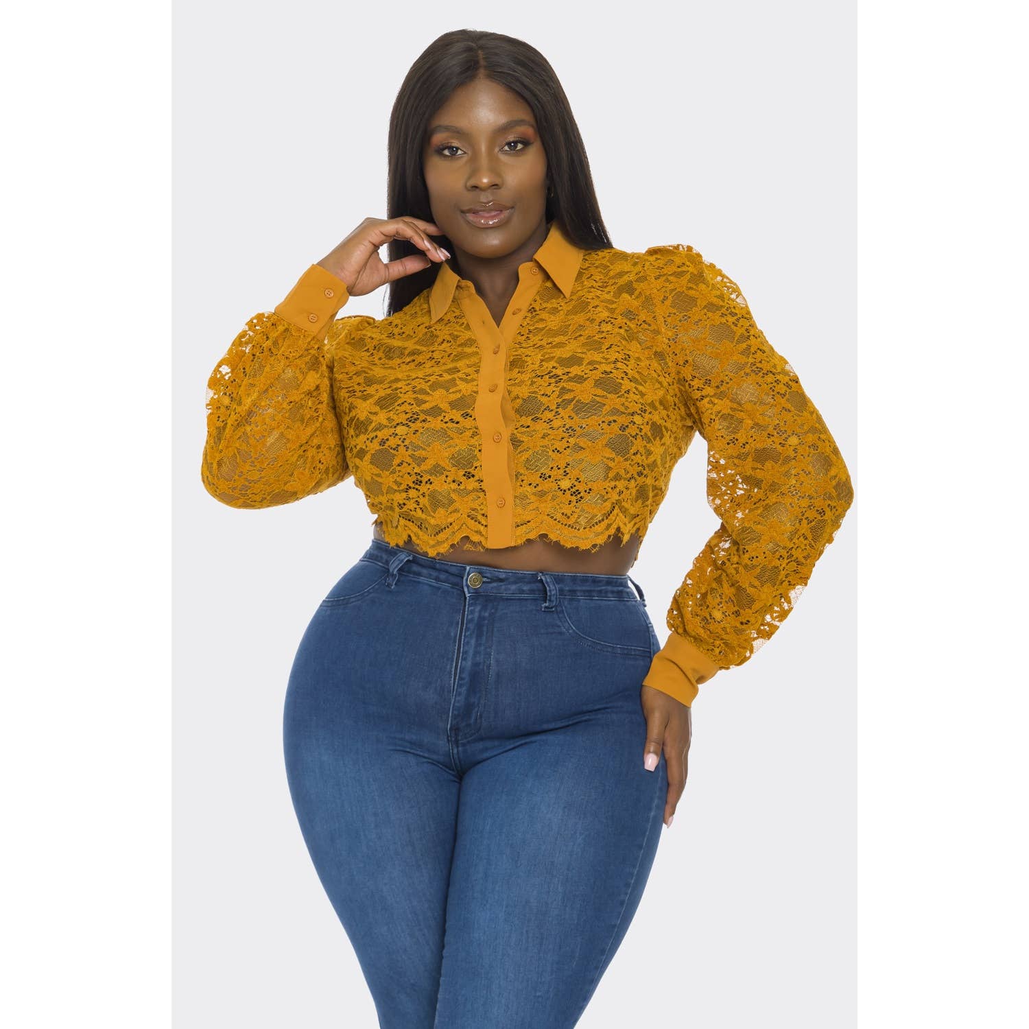 Plus Size- LACE CROP BLOUSE