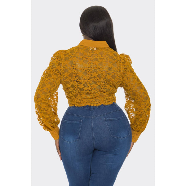 Plus Size- LACE CROP BLOUSE