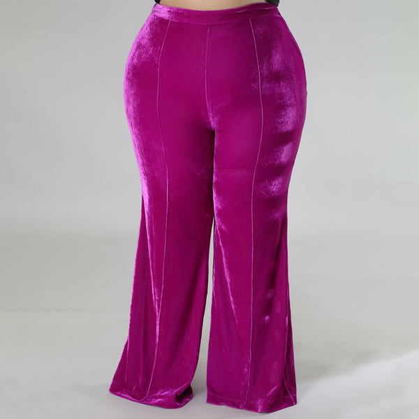 Sexy Plus Size Velvet High Waist Casual Pants