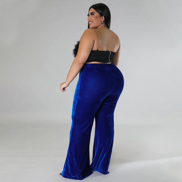 Sexy Plus Size Velvet High Waist Casual Pants