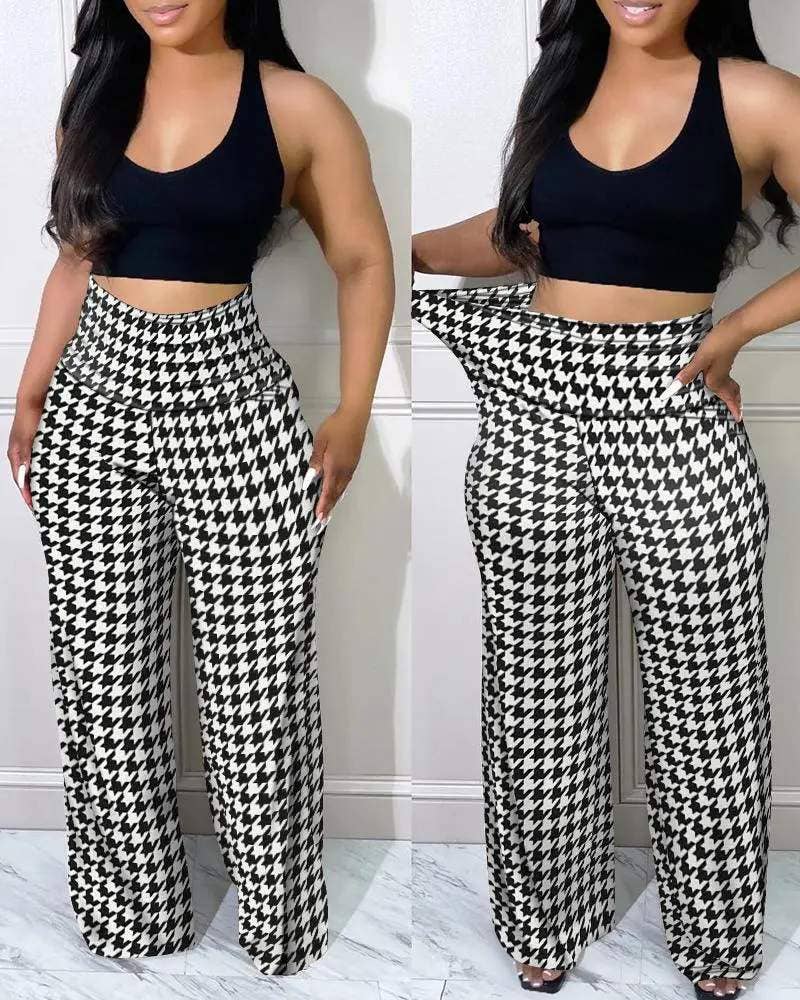 Black & White print high waist pants
