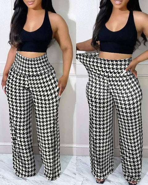 Black & White print high waist pants