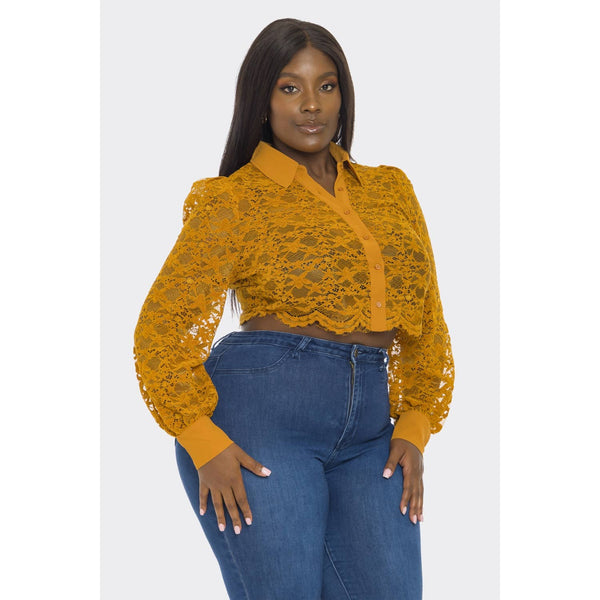 Plus Size- LACE CROP BLOUSE