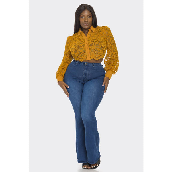 Plus Size- LACE CROP BLOUSE