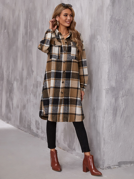 Angel Autumn Plaid Brushed Mid Length Shacket