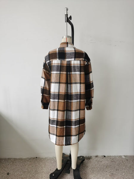 Angel Autumn Plaid Brushed Mid Length Shacket