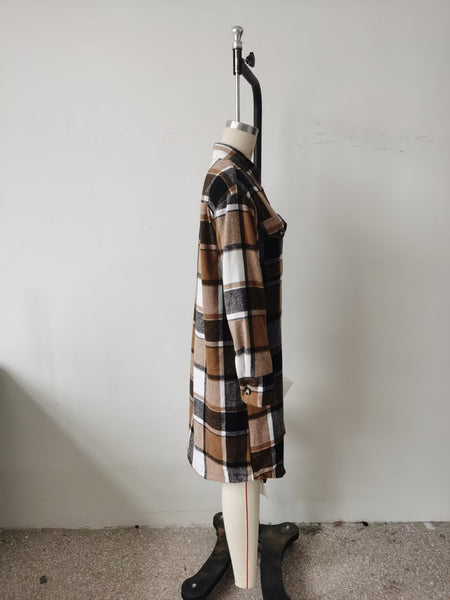 Angel Autumn Plaid Brushed Mid Length Shacket