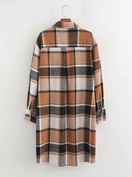 Angel Autumn Plaid Brushed Mid Length Shacket