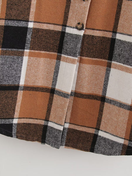 Angel Autumn Plaid Brushed Mid Length Shacket