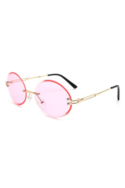 Round Oval Rimless Circle Vintage Sunglasses.