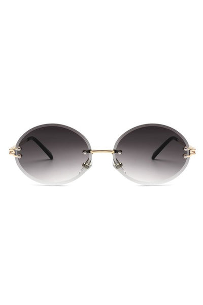 Round Oval Rimless Circle Vintage Sunglasses.