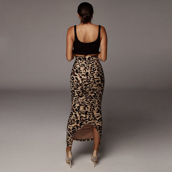 Leopard Print Snake Print Plus Size High Waist Skirt Split Long Skirt Hip Skirt