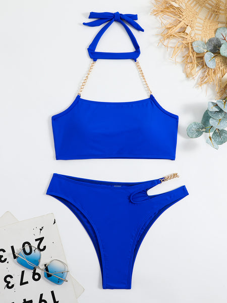 Sexy Solid Color Split Bikini Swimsuit