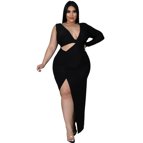 Single Sleeve Sexy Cutout Long Dress.